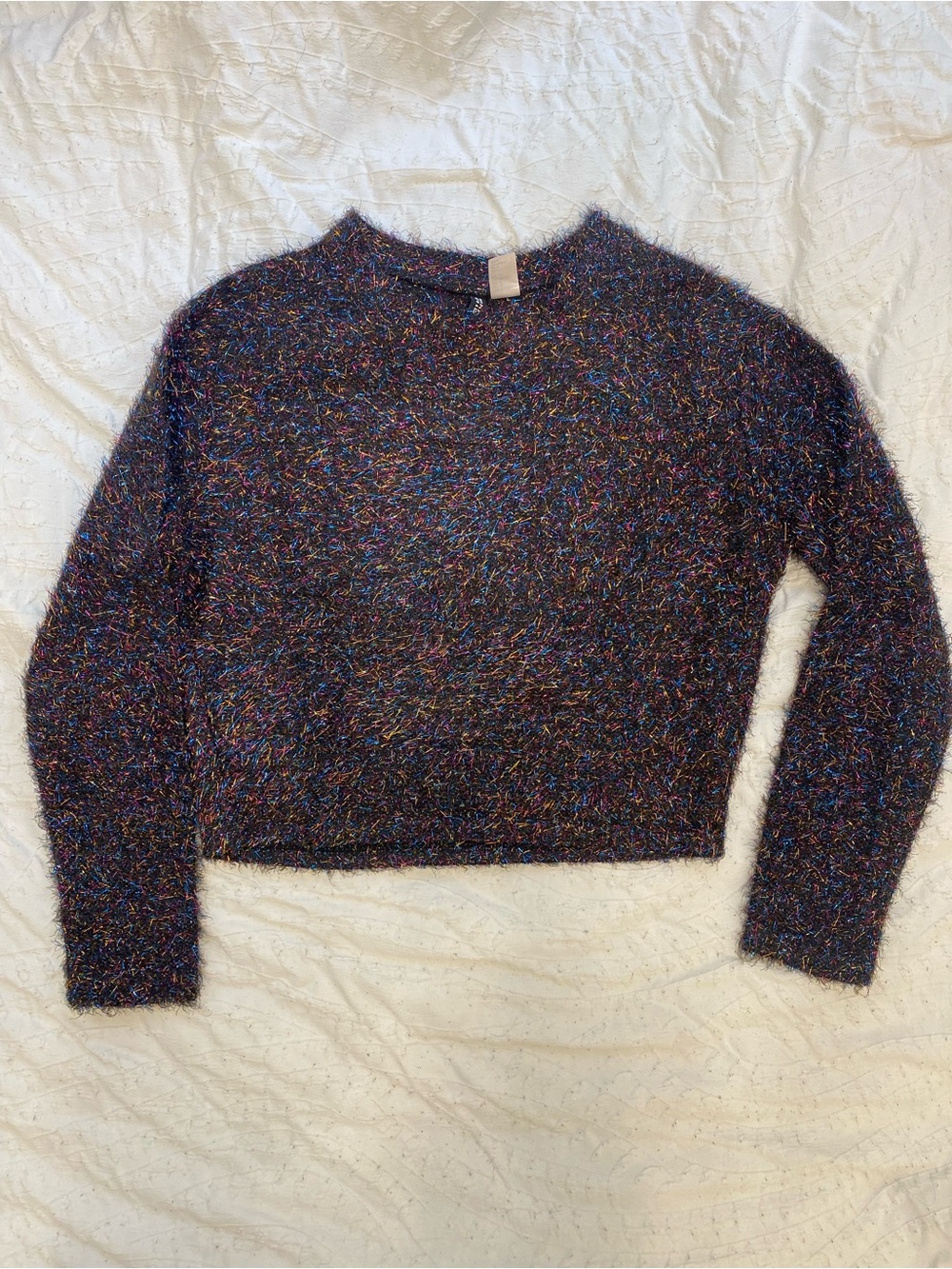 Cozy Multicolor Fuzzy Crewneck Sweater